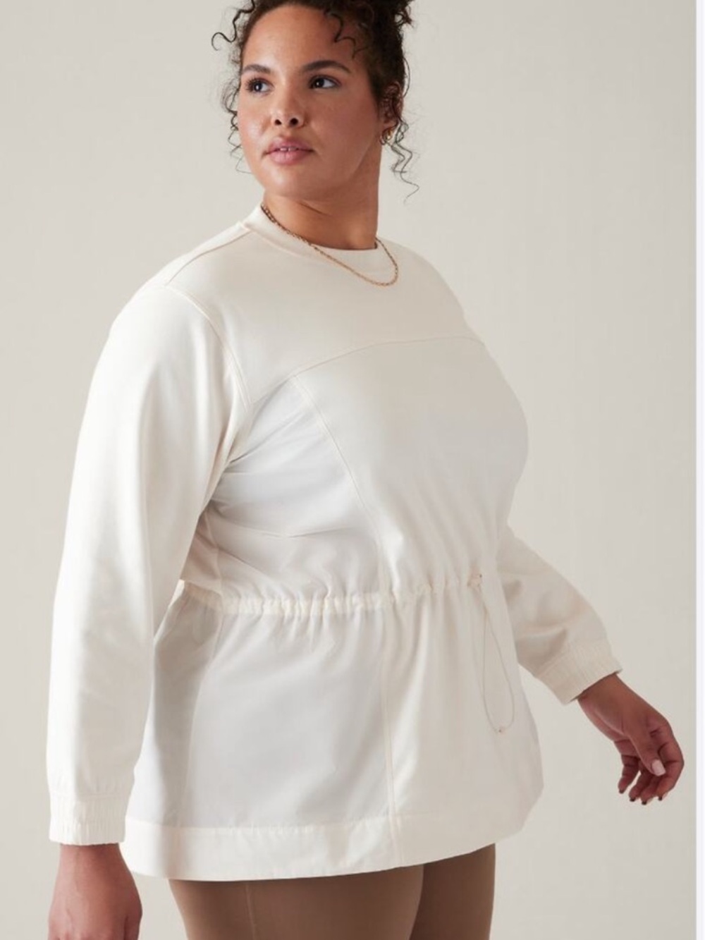 Athleta Triumph Hybrid Crewneck Sweatshirt cream size 2X